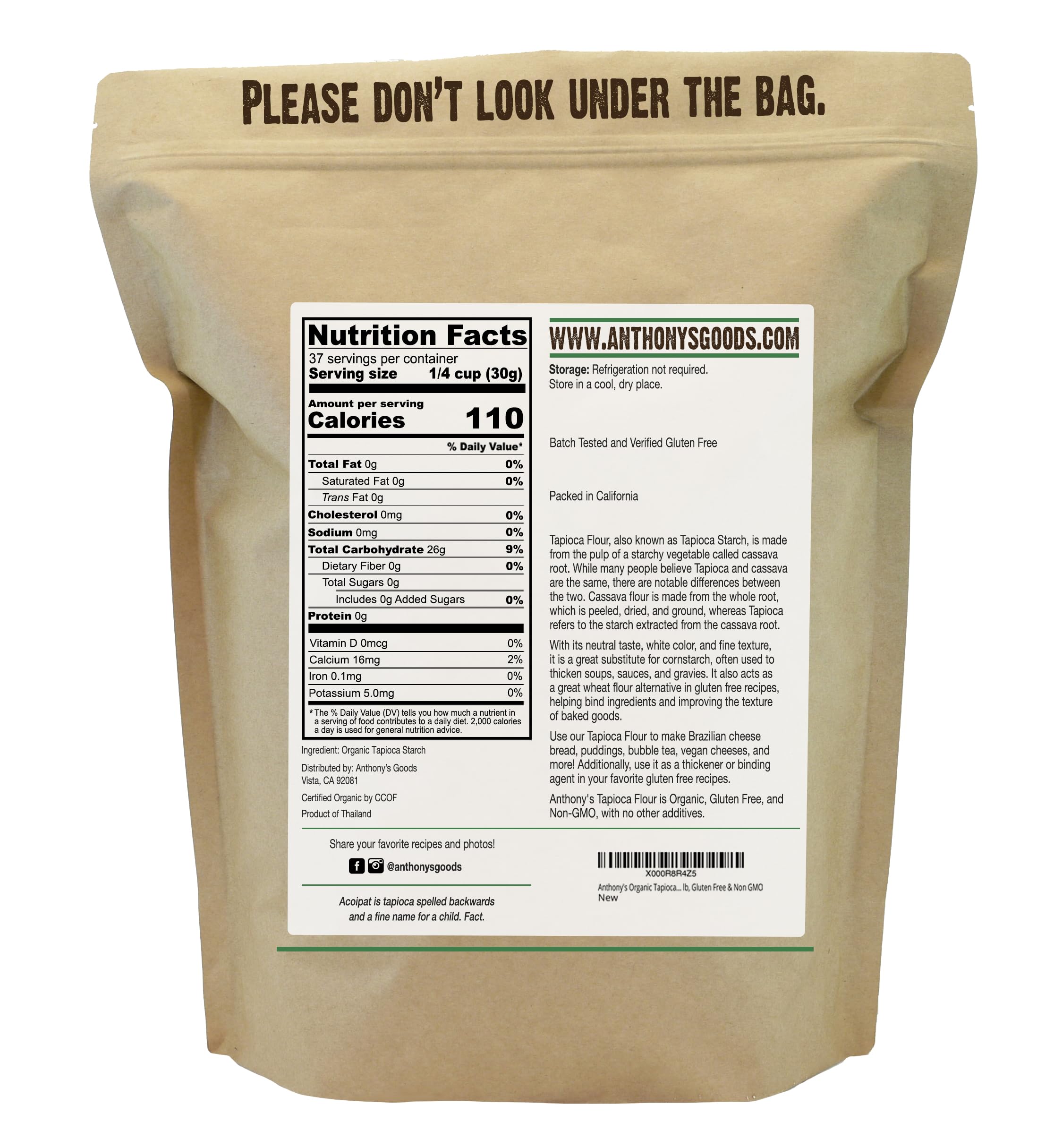 Anthony's Organic Tapioca Flour Starch