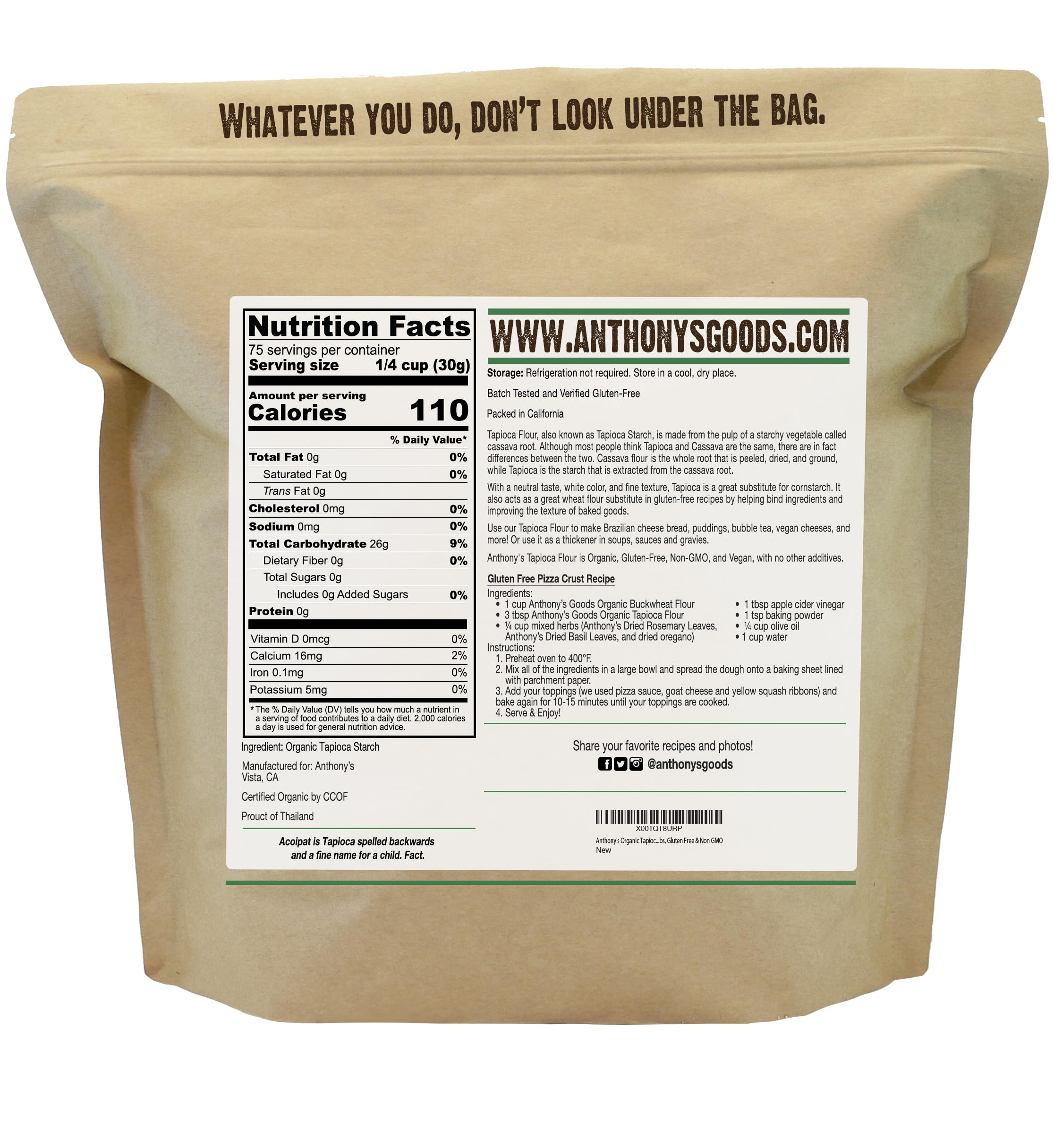 Anthony's Organic Tapioca Flour Starch